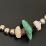 Vintage Unsigned Southwestern Silver & Turquoise Tube Beads 15” Necklace 4g Photo 7