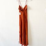 ASTR The Label Gaia Orange Rust Cowl Neck Satin Midi Slip Dress Sz M Revolve Photo 6