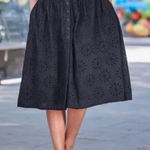 Sundance  Black Eyelet Roslin Cotton Button Front Midi Skirt, XL Photo 0
