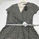 Ralph Lauren Lauren Women's 8 Houndstooth Jersey Surplice Dress Black Cream NEW Photo 13