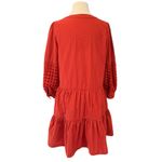Baby Pink Bohemian Rust Red Crochet Tiered Ruffle Mini Dress 3/4 Sleeve Medium Orange Photo 8