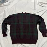 Vintage Maglificio Florence Wool Plaid Green Purple Grandpa Cardigan XL Photo 2