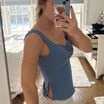 blue scrunched tank top Photo 1
