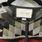 Alexis Women's Gem Embroidered Tulle Top Blouse Bell Sleeves Olive Maroon Small Photo 6