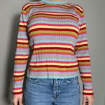 Talbots Vintage 100% Cotton Rainbow Striped Turtleneck Size Large Photo 0