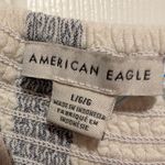 American Eagle  Blue & White Striped Linen Blend Peplum Tank Top Size Large Flowy Photo 3