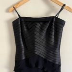 Tadashi Shoji Vintage  Tiered Satin Chiffon Gown Black Strapless Dress 90s Photo 0