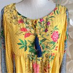 Farm Rio  Lorena Patchwork Floral Yellow Bohemian Tunic Dress Photo 2