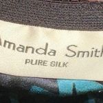 Amanda Smith  Silk Black & Turquoise Floral Skirt Photo 2