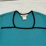 Misook Exclusively  size medium teal blue + black side split blouse Photo 4