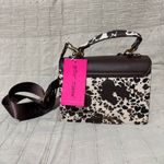 Betsey Johnson Western Brown & Black Cow Crossbody Bag with Heart Accents Charms Photo 3