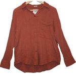Abercrombie & Fitch Red Collared Long Sleeve Blouse Button Down Shirt Top Size S Photo 0