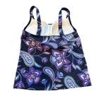 Lands' End Tankini Top Size 4 Square Neck Paisley Wireless Soft Cup Navy Blue Photo 1