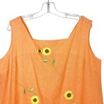 Vintage Magic Linen Blend Orange Sunflower Print Sleeveless Dress Sz 1X Photo 1