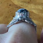 White Buffalo Turquoise Sterling Silver Feather Ring Size 10 Black Photo 1