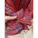 Liz Sport  Vintage 90s Claiborne Flower Red Shirt Cottagecore Preppy Western M Photo 4