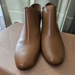 Jack Rogers Booties Brown Tan Leather Ankle Boots Marianne Scallop Trim Casual Photo 1