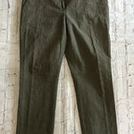Diane Von Furstenberg  Textured Straight Leg Dress Pant in Olive Designer Size 8 Photo 0