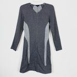 Theory Chayenne Grey Contrast Zip Front Long Sleeve Dress Photo 7