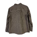 Chico's  No Iron Striped Button Down 100% Cotton Womens 12 Brown Corpcore Classic Photo 4