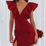 Selfie Leslie Liardon Bubble Sleeve V-neckline Mini Dress Wine Photo 4