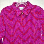 Columbia Fleece 1/4 Zip Diamond Print Pullover Size M Pink Red Purple Photo 0
