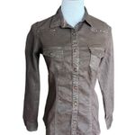 ZARA Womens TRF by Brown Snap Down Studded Denim Top Shacket Jacket - Sz M Photo 0