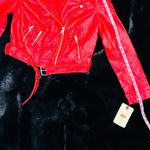 Levi Strauss & CO. LEVI’s STRAUSS & CO Red Faux Leather Bomber Jacket  Photo 7