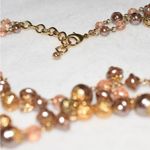 Unique Vintage Vintage 2 Layer Chic Bezel Gold Tone Pink/Gray/Gold Glass/Acrylic Bead Necklace Photo 2