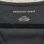 American Eagle Black Ruched Side Tie V-Neck Top Photo 2