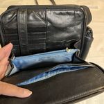 Vintage PERLINA New York‎ Black Genuine Leather Sling Crossbody Bag EUC Photo 1