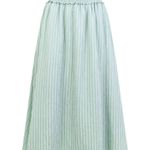 NWT Hill House Delphine Nap in Soft Green Smocked Tonal Seersucker Midi Skirt L Size L Photo 0