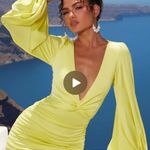 Oh Polly Ruched Satin Plunge Mini Dress Photo 1