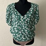 ASTR Green floral v-neck wrapped blouse bodysuit Photo 0