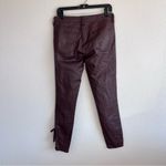 Pilcro and the Letterpress Anthro | Script Coated Lace Up Ankle Pants Wine Photo 6