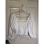 Free People White Smocked Square Neck Cropped Puff Sleeve Blouse Top Size Medium Photo 1