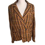 Free People We the  Luminary Plaid Jacket Blazer Mustard Double Breasted XS Photo 1