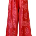 Free People Linen Bohemian Wide Leg Cut Out Jumpsuit in Red Bandana Size 2 Photo 6