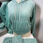No Boundaries Juniors Velour Hoodie & Pants Set Green Casual Outfit XXL Photo 0