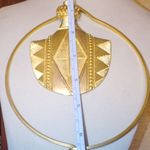 Vintage Bottle Pendant Necklace Collar Design Large Gold Tone Bold Statement Photo 3