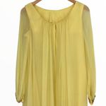 70’s Vintage Yellow Maxi Dress Embroidered Sheer Long Sleeve Ribbon Trim Gown Size M Photo 4