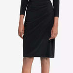 Ralph Lauren Lauren Women's V Neck Jersey Surplice Chic Midi Dress Black Size 10 Photo 0