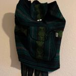 Hispanic / Latin American Green Plaid Print Knit Canvas Backpack Photo 3