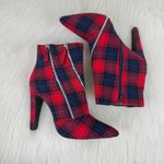 Qupid Women's  Wink Plaid Zipper Accent Ankle Booties Size 9 Red Photo 4