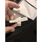 Women Size Large Below Knee Long Sleeve V Neck Dotted Swiss Black Dress Chiffon Photo 4