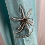 Vintage Blue Embroidered Cuff Long Sleeve Open Front Dressy Jacket Size M Photo 6