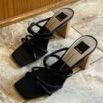 Dolce Vita Strappy Square Toe Heels w/ Faux Wooden Block Heel Photo 0