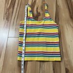 Ralph Lauren 90’s  Women Sz S Yellow Striped Tank Top Built in Shelf Bra Cotton Photo 5