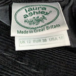 Vintage UK Made Black Cotton Corduroy Skirt Size 10 Photo 1