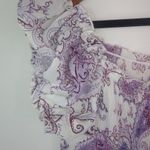 Rene Margo 2X Short Capped Sleeved Peasant Plus in Purple White Paisley Photo 5